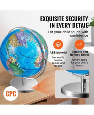 Illuminated World Globe 13" LED Light-Up Map Globe 720° Spinning