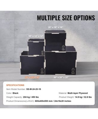 3-in-1 Plyo Jump Box 24/20/16" Wooden Agility Training Box