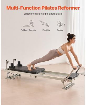 Foldable Pilates Reformer Home Gym Workout Machine with Dual Resistance 400 LB