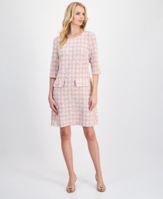 Women's Boucl&eacute; Tweed 3/4-Sleeve Dress