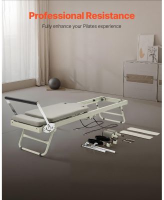 SUGFIT Foldable Pilates Reformer Home Gym Workout Machine with Dual Resistance 400 LB