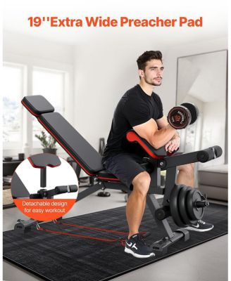 SUGFIT Adjustable Weight Bench 800 LB Capacity with Leg Extension and Preacher Pad