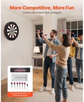 Dartboard Set with 6 Darts and Score Kit 17.7" Self-Healing Sisal Board