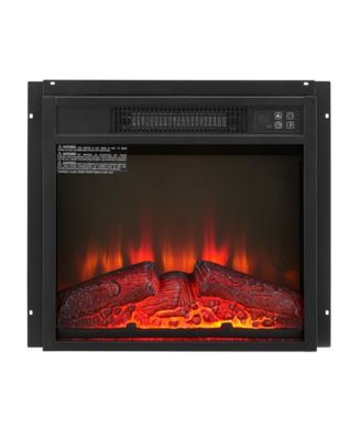 18" Electric Fireplace Insert Ultra-Thin Heater with Realistic Log & Flame Remote Control Included