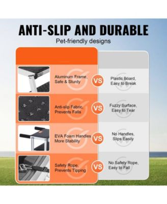 Wide 4-Step Aluminum Folding Dog Stairs for SUVs, Holds up to 150 lbs