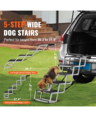 Wide 5-Step Aluminum Folding Dog Stairs for SUVs, Holds up to 150 lbs