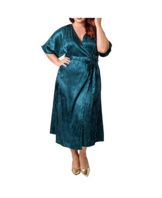 Plus Size Tie Wrap Surplice Midi Dress