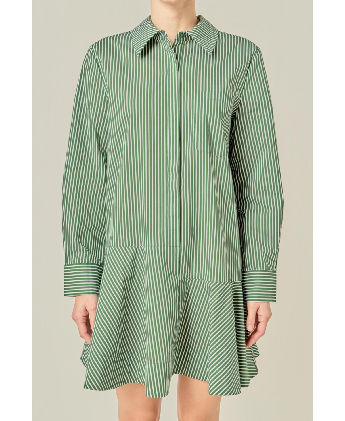 English Factory Women's Stripe Collar Flared Skirt Dress