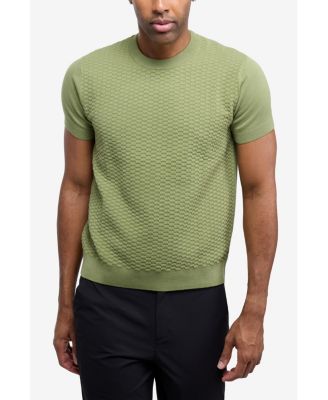 X RAY Men's Crew Rib Neck Checkered Sweater