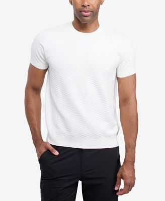 X RAY Men's Crew Rib Neck Checkered Sweater