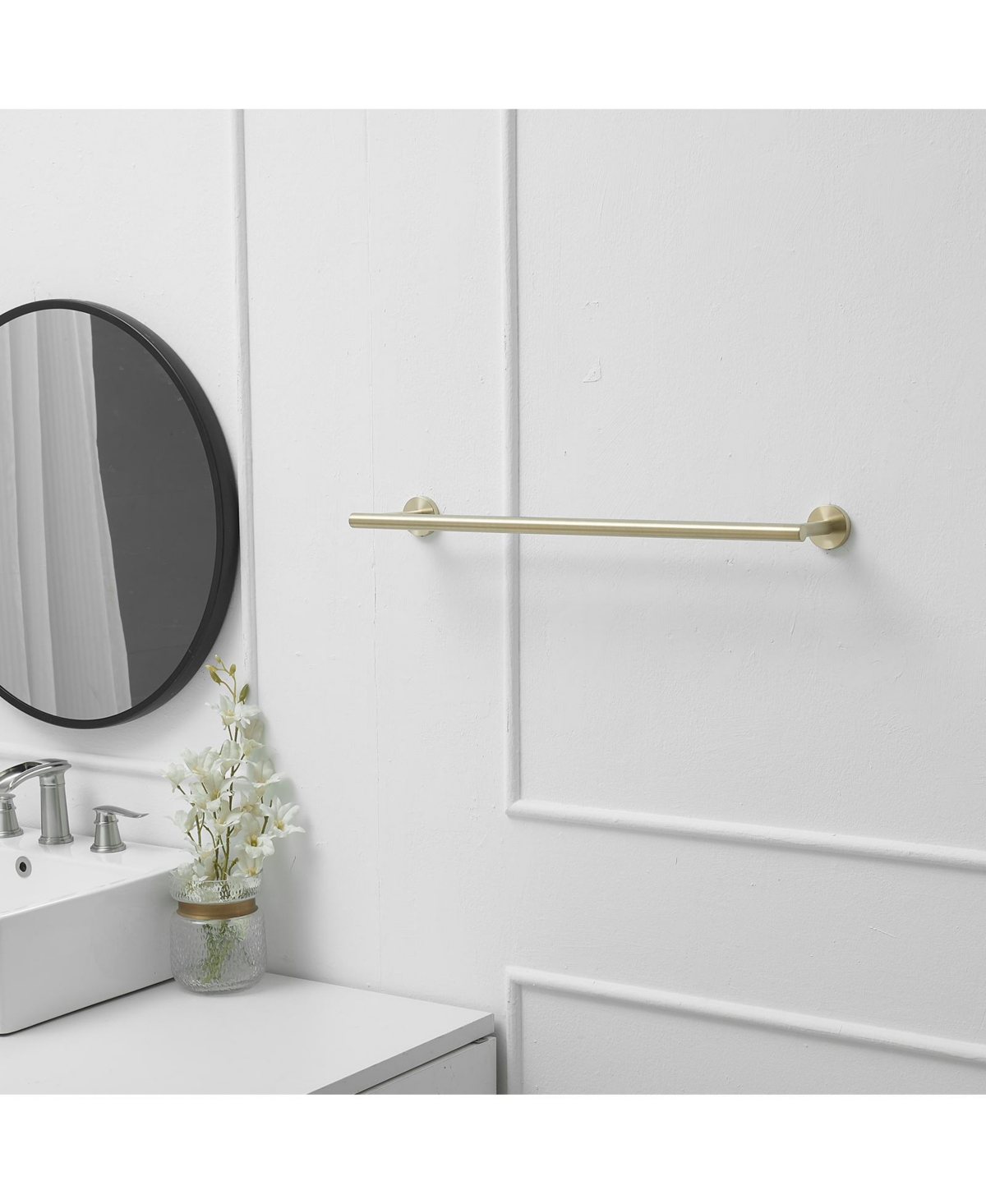 Greenspring 5-Piece Bath Hardware with Towel Bar rack Hook Toilet Paper Holder and Ring Set