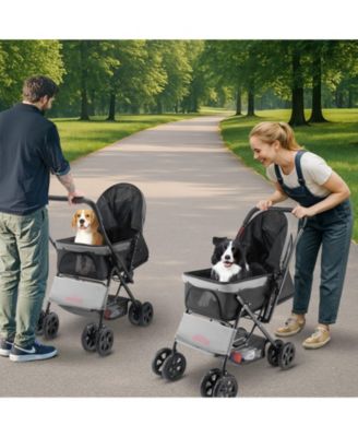 4-Wheel Pet Stroller with Reversible Handle, Holds up to 44 lbs