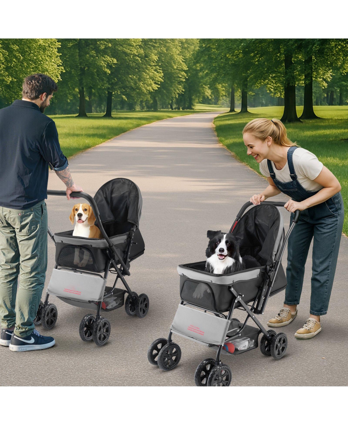 Cozito 4-Wheel Pet Stroller with Reversible Handle, Holds up to 44 lbs