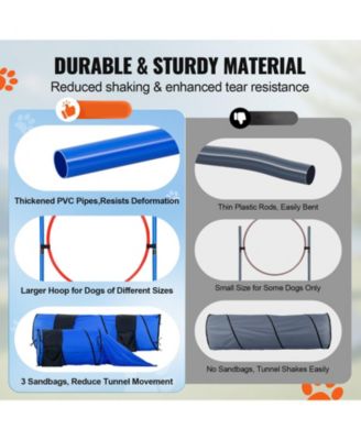 7-Piece Dog Agility Training Set with 2 Tunnels & Weave Poles