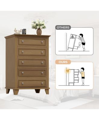 Brown 5 Drawer Dresser for Bedroom