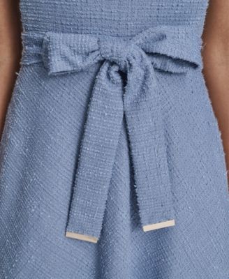 Women's Sleeveless Square Neck Self Sash Midi Dress