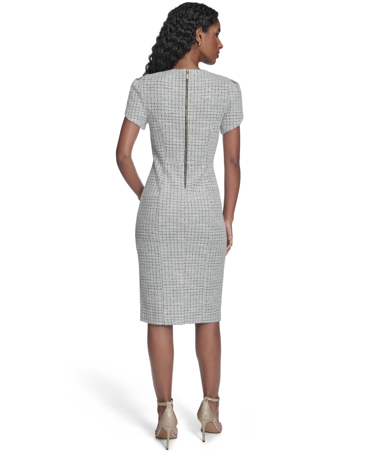 Jessica Howard Women's Tulip-Sleeve Jewel Neck Midi Dress