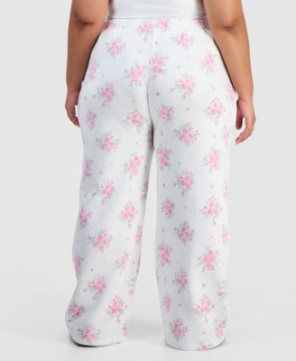 Trendy Plus Size Printed Wide-Leg Fleece Pants