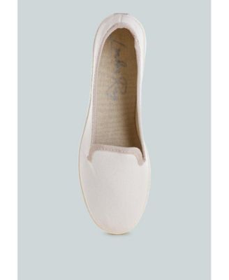 Womens Moshka Round Toe Canvas Slip-On Loafers