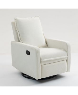 Short Plush Armchair Sofa Manual Button Recliner Chair, Camel