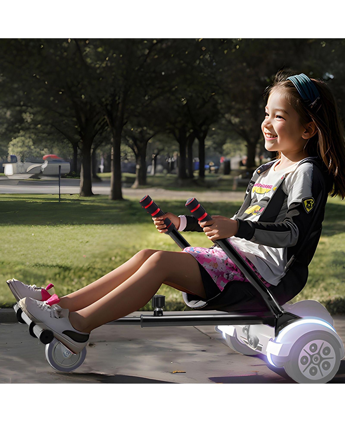 Mecale Hoverboard Seat Attachment Compatible with 6.5" 8" 8.5" 10" Boards, Adjustable Frame, Grips Control, 220 lb Capacity for Ki