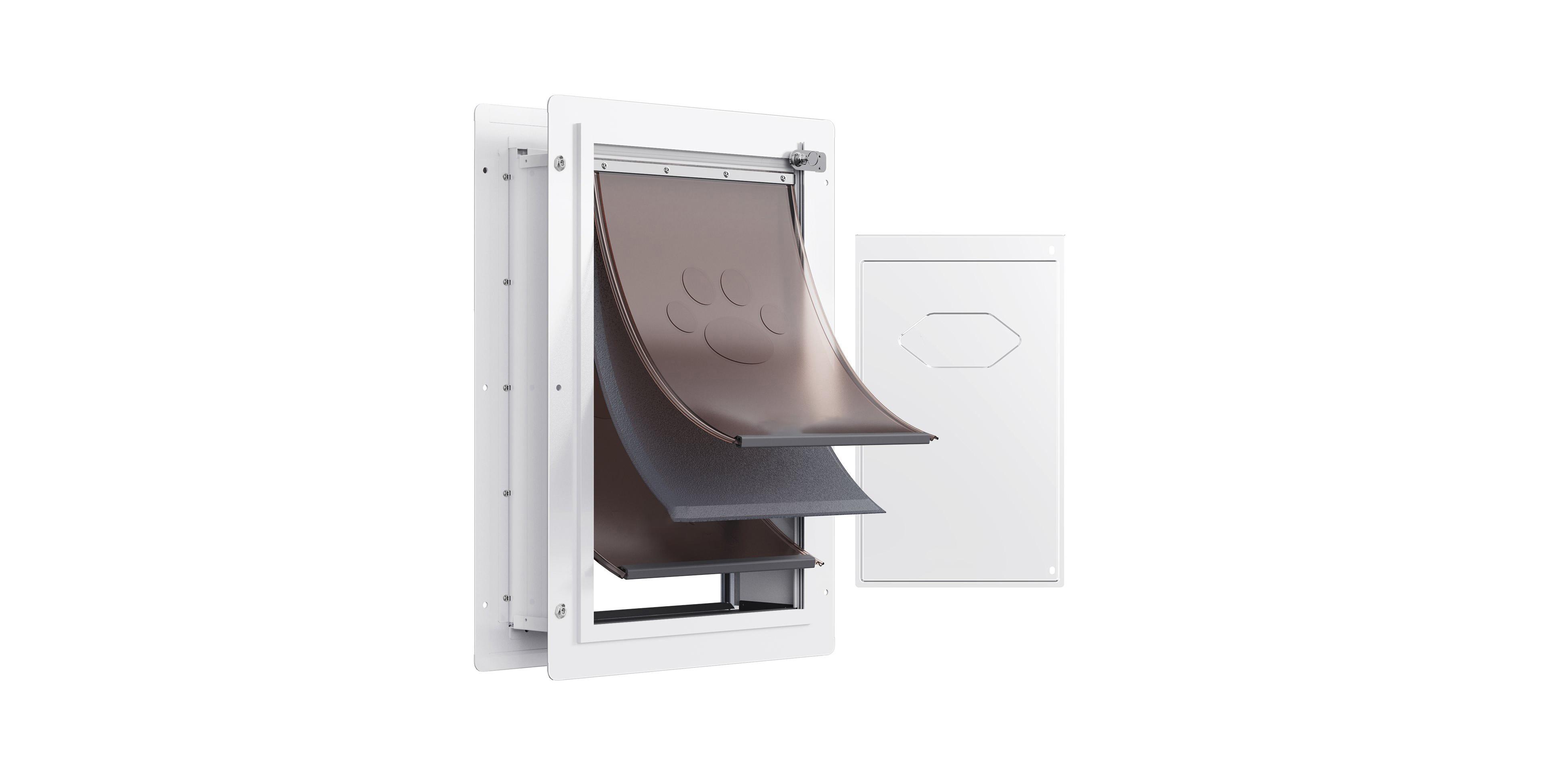 Cozito Metal Frame Wall-Entry Pet Door with 3-Flap System, Medium, White