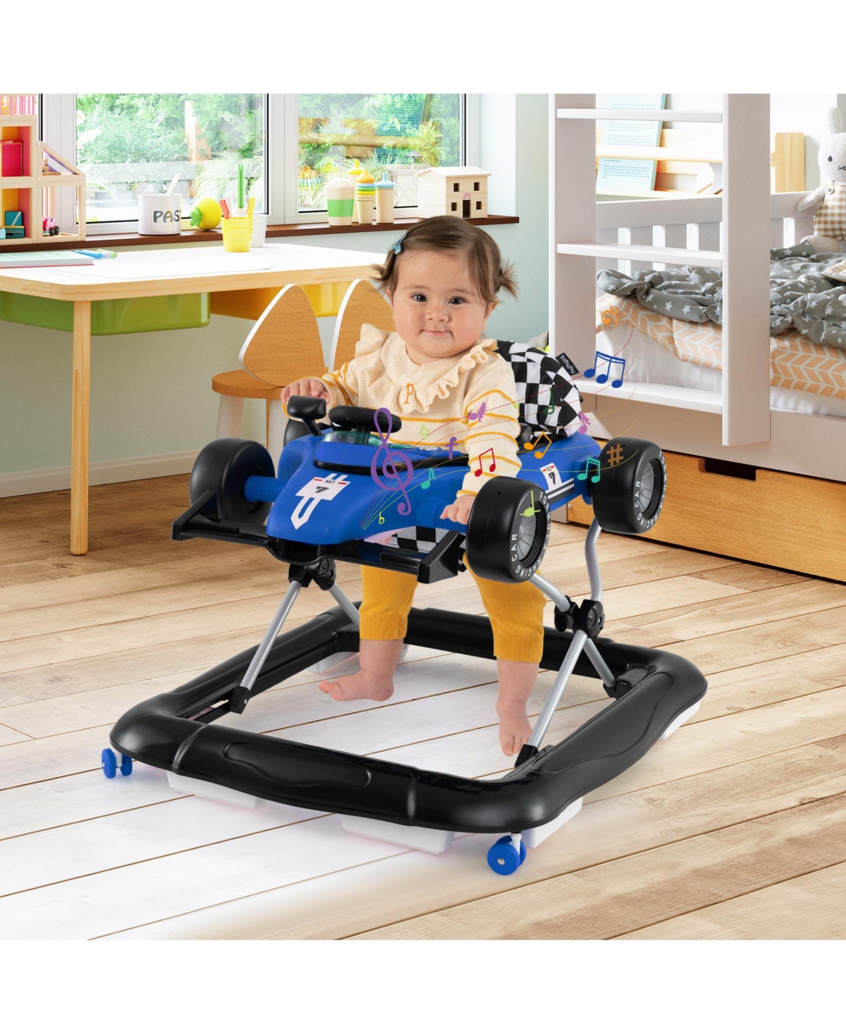 Slickblue Toddler 4-in-1 Push Walker Activity Center Height Adjustable with Music