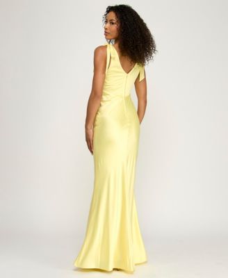Juniors' Sleeveless Satin Maxi Dress