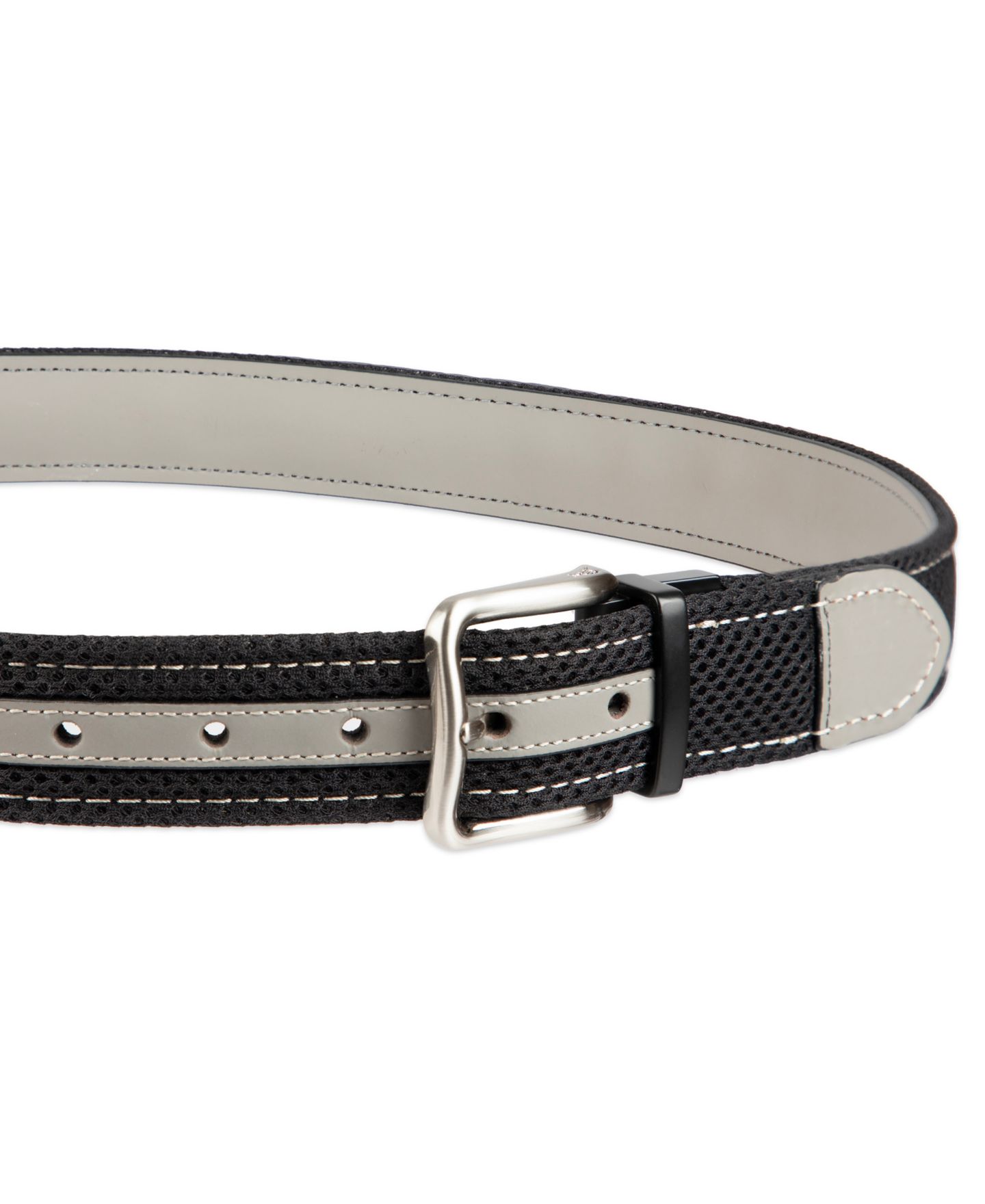 Мужской ремень Tommy Bahama Two-In-One Reversible Leather Perforated Belt, цвет: Чёрный / Серый — фото 4