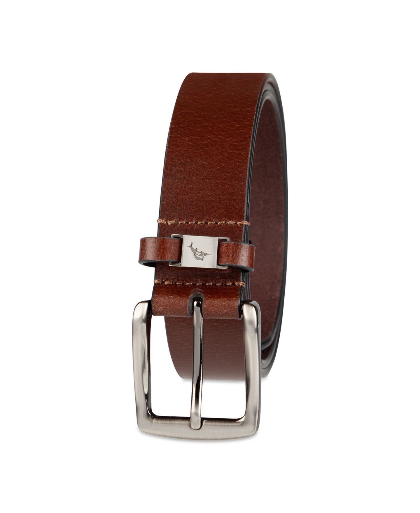 Мужской ремень Tommy Bahama Cassic Logo Ornament Leather Belt, цвет: Рыжевато-коричневый — фото 2