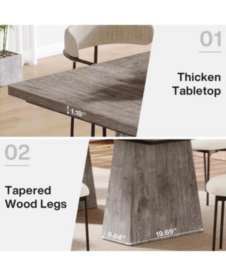 63-Inch Dining Table with Double Pedestal Base, Modern Kitchen Tabl, Espresso Brown