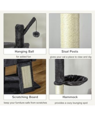 106" Huge Cat Tree with Scratching Post in Dark Grey