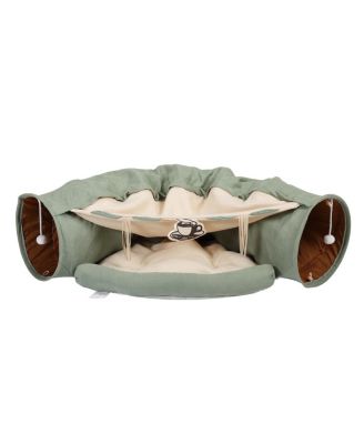 Cat's Telescopic Tunnel Cushioned Bed in Bright Green