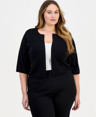 Plus Size Half-Sleeve Sweater Shrug