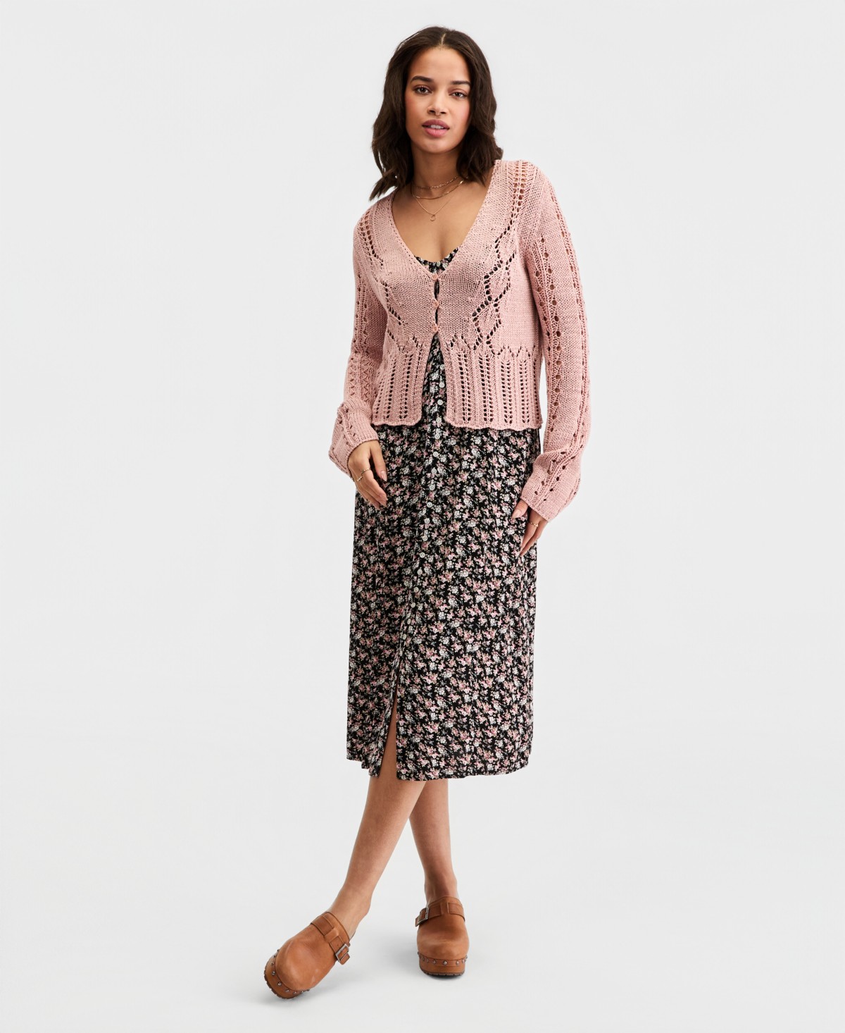 Женские Lucky Brand Women's Cotton Pointelle Cropped Cardigan — фото 1