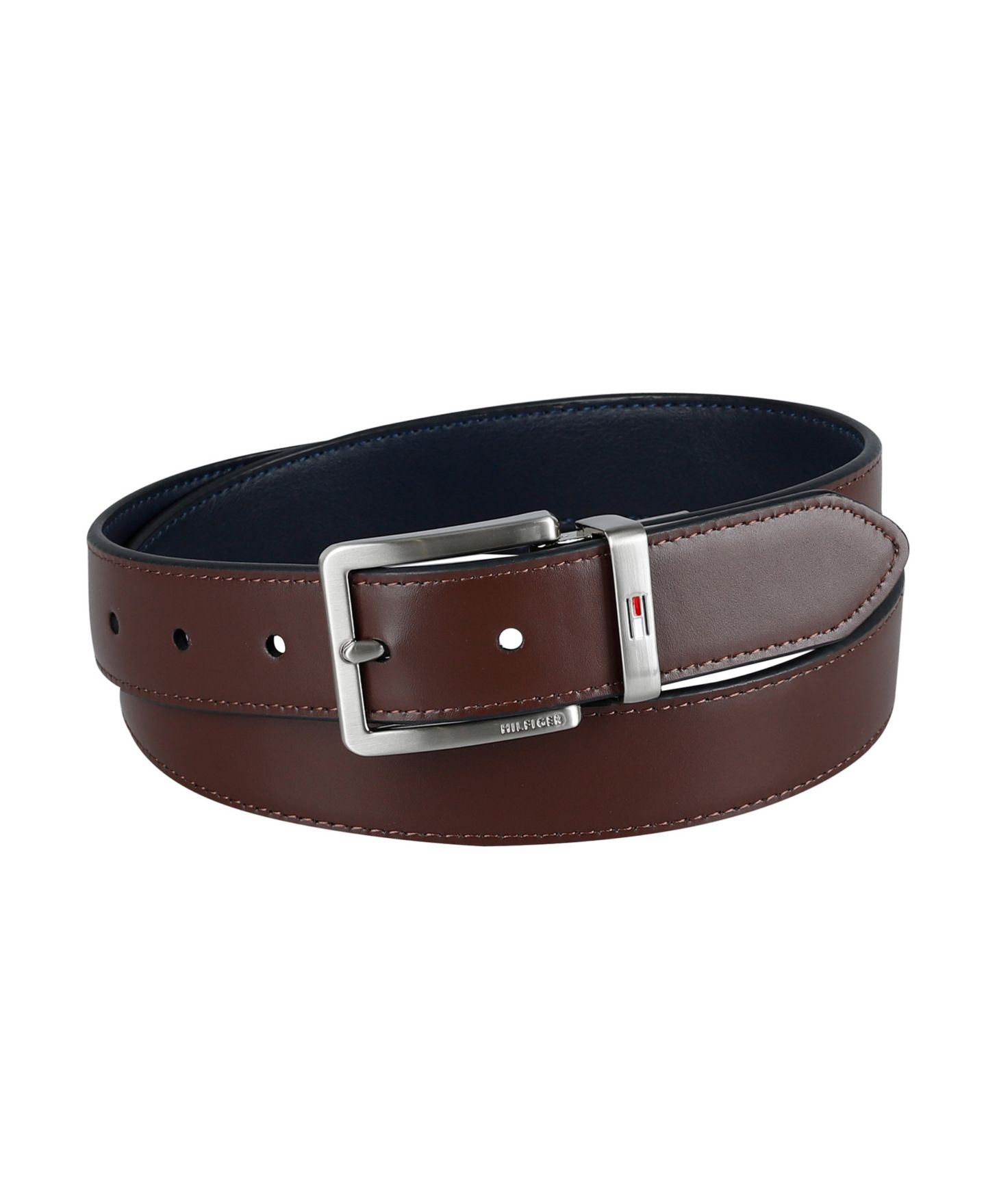 Мужской ремень Tommy Hilfiger 32MM Two-In-One Reversible Dress Belt, цвет: Тёмно-синий / Коричневый — фото 5