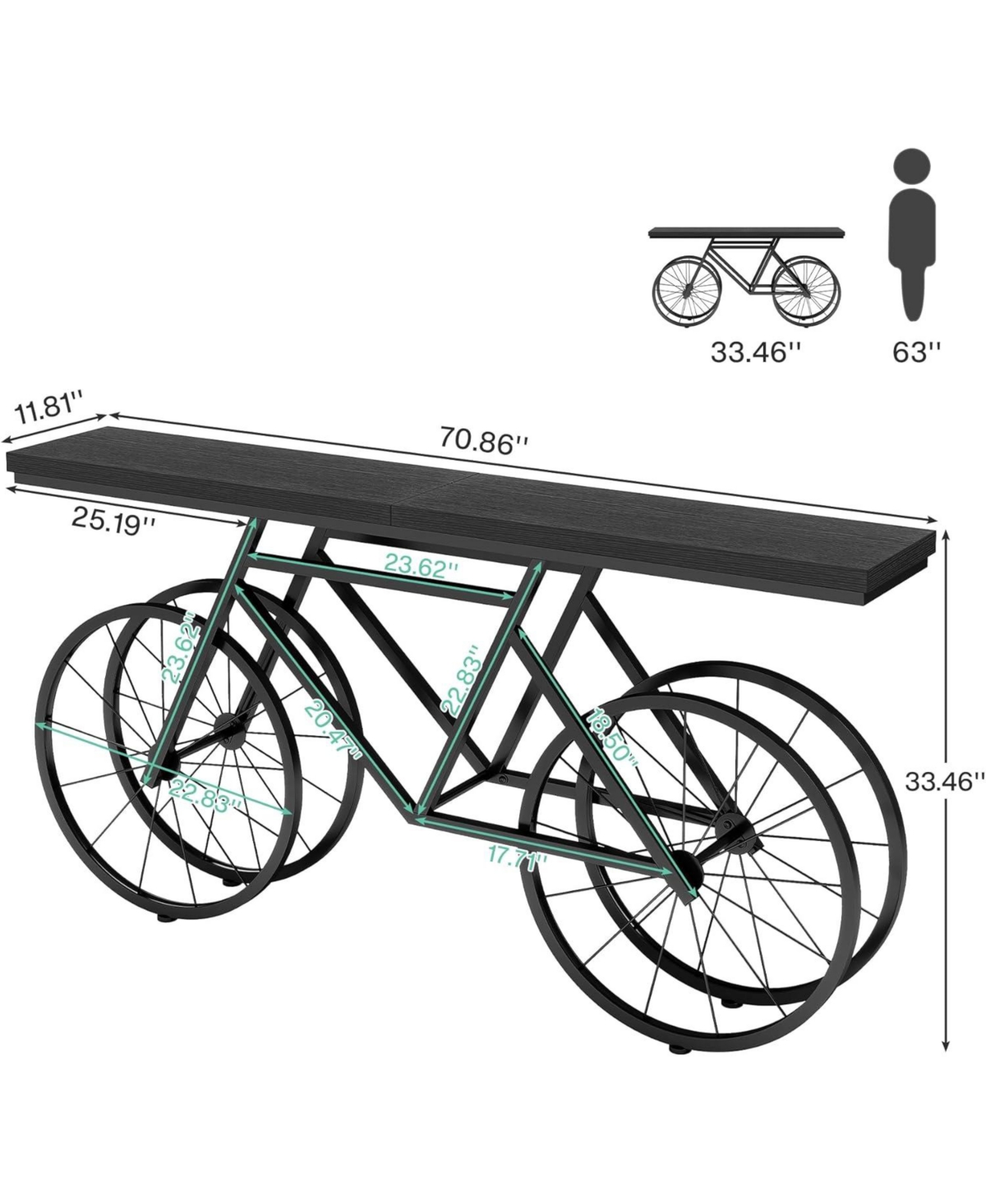 Tribesigns 70.9-Inch Extra Long Console Table, Narrow Sofa Modern Industrial Entryway Table Behind Couch Rustic Brown