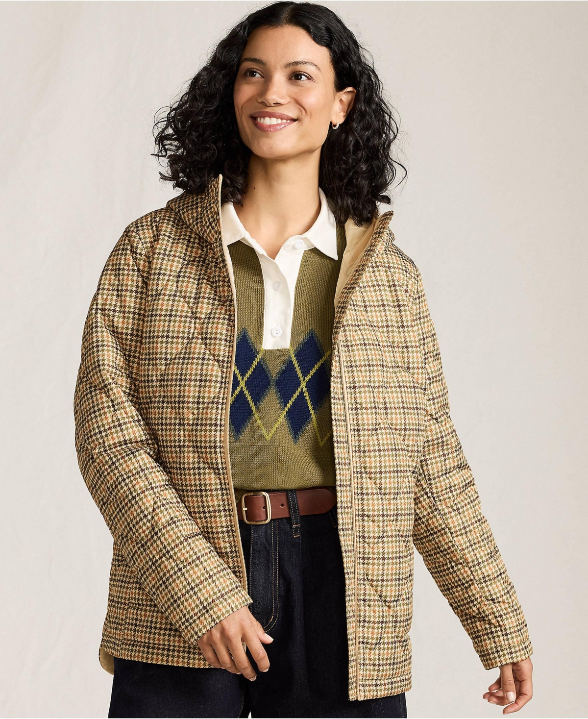 Lands' End Women's Print Feather Free Quilted Insulated Jacket