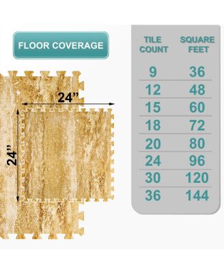 144 Sq. Ft. Interlocking EVA Foam Wood Grain Floor Tiles 3/8-Inch Thick with Borders