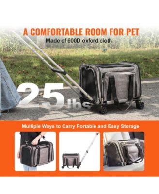 Airline-Approved Rolling Pet Carrier, Holds up to 25 lbs., Gray