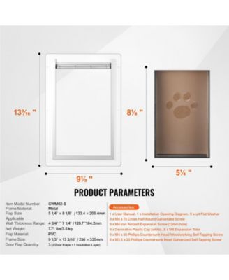 Metal Frame Wall-Entry Pet Door with 3-Flap System, Small, White