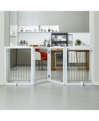 4-Panel Foldable Freestanding Pet Gate, 96.5" W x 32" H