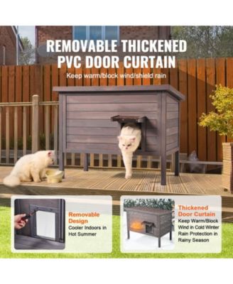 Insulated Wooden Outdoor Cat Shelter with Foam Lining, 34