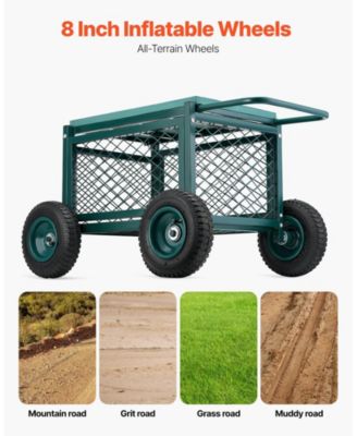 SUGFIT Heavy-Duty Metal Rolling Garden Cart with 400 lb Capacity & Large Wheels