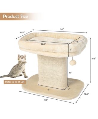 Modern Cat Tree Tower Cat Activity Tower w/ Large Plush Perch