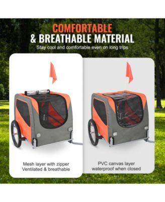 Foldable Pet Bike Trailer with Universal Coupler, Holds up to 66 lbs., Orange & Gray