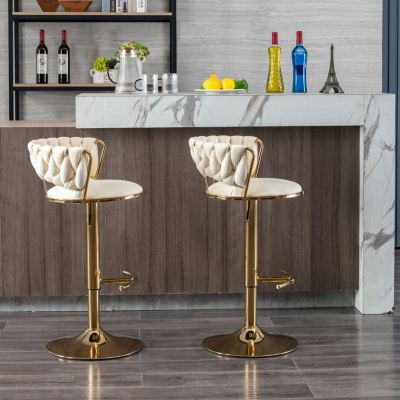 Adjustable Height Bar Stools with Chrome Accents (Set of 2)