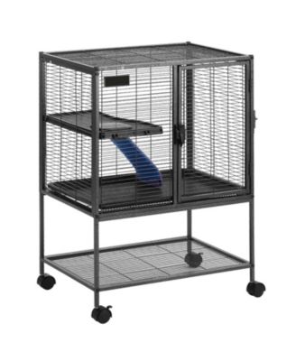 34" 2-Tier Rolling Small Animal Cage with Tray