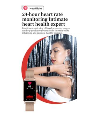ZX19 Women's Smart Watch - Heart Rate & Blood Pressure Monitor, Period Reminder, Customizable Dials, Touch Screen Fitness Tracker