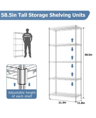 5-Tier 21 in W x 59 in H x 12 in D Height Adjustable Garage Wire Shelving Unit